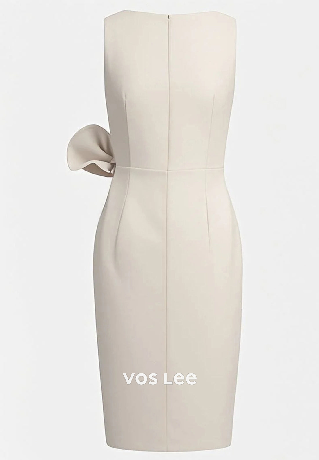 Classic & Timeless Pleated Bowknot Sheath Knee-Length Wedding Guest Dresses with Split