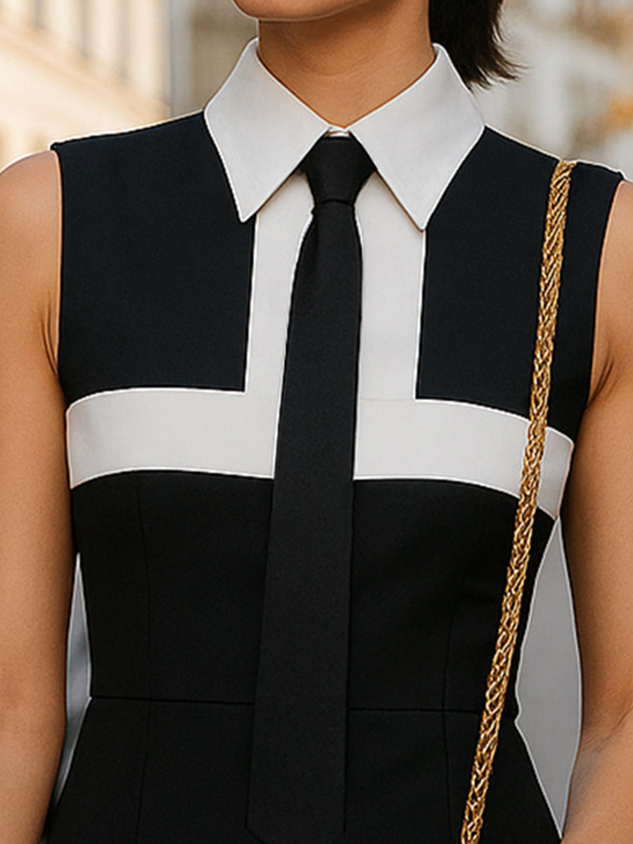 Elegant Sleeveless Mini Dress With Neck Tie Wedding Guest Dresses