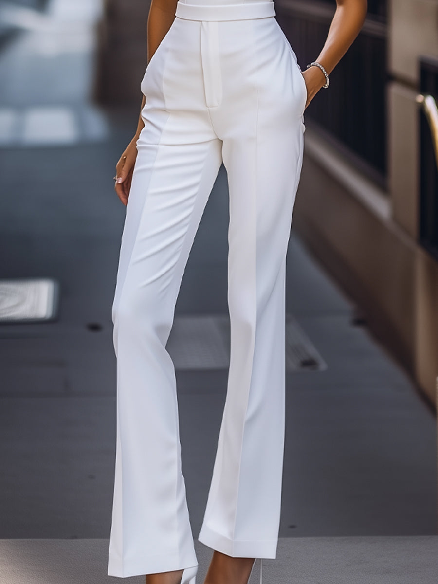 Sleek Sophistication White Sleeveless Tailored Jumpsuit