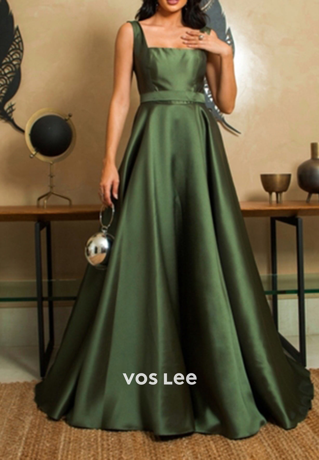 Gorgeous & Charming A-Line Square Pleated Evening Dresses with Court Train