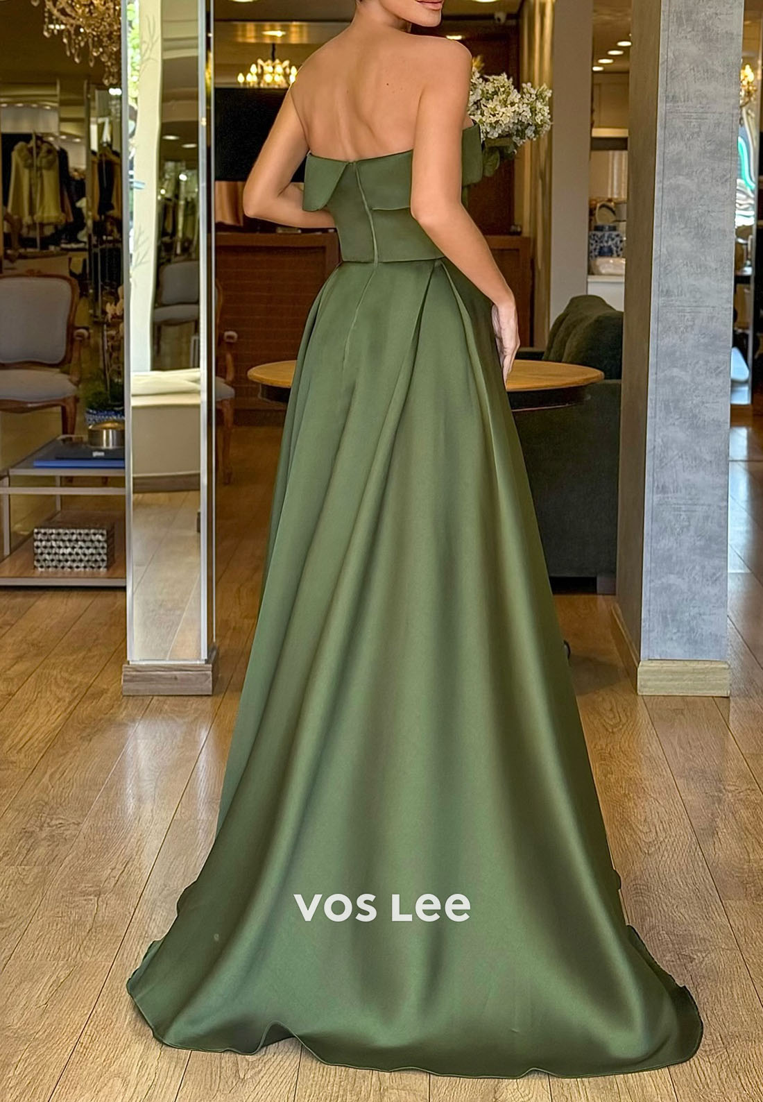Exquisite Green Strapless Sleeveless Evening Dress Prom Dresses