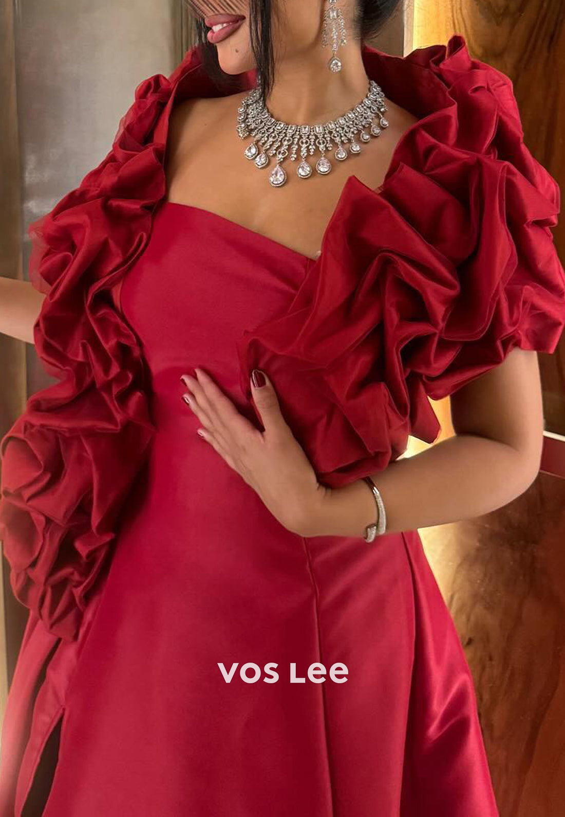 Classic & Timeless A-Line Pleated High Split Long Evening Dresses with Court Train