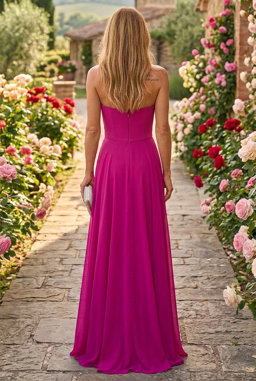 Strapless 3D Floral Corset A-Line Gown