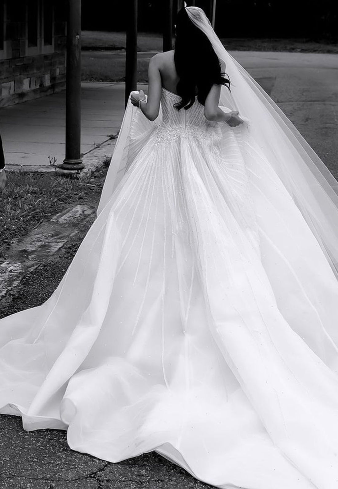 Strapless Beaded Corset Ball Gown Wedding Dress