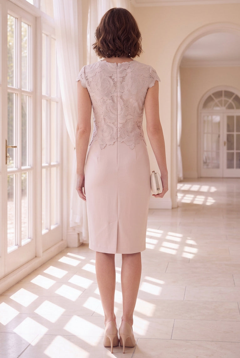 Lace Bodice Knee-Length Sheath Dress