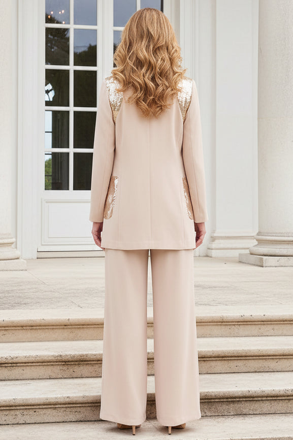 Sequin-Embellished Three-Piece Pantsuit Set