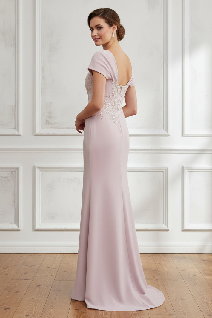Asymmetrical Bow Lace Applique Evening Gown