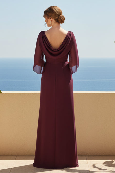 Chiffon Evening Gown with Cowl Back