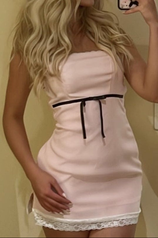 Strapless Bowknot Bodycon Mini Dress