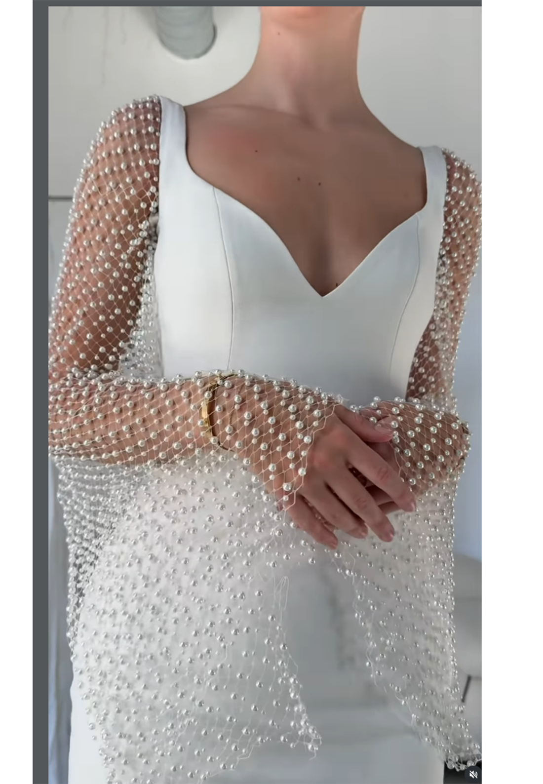 Pearl Sleeve Corset Mermaid Wedding Dress