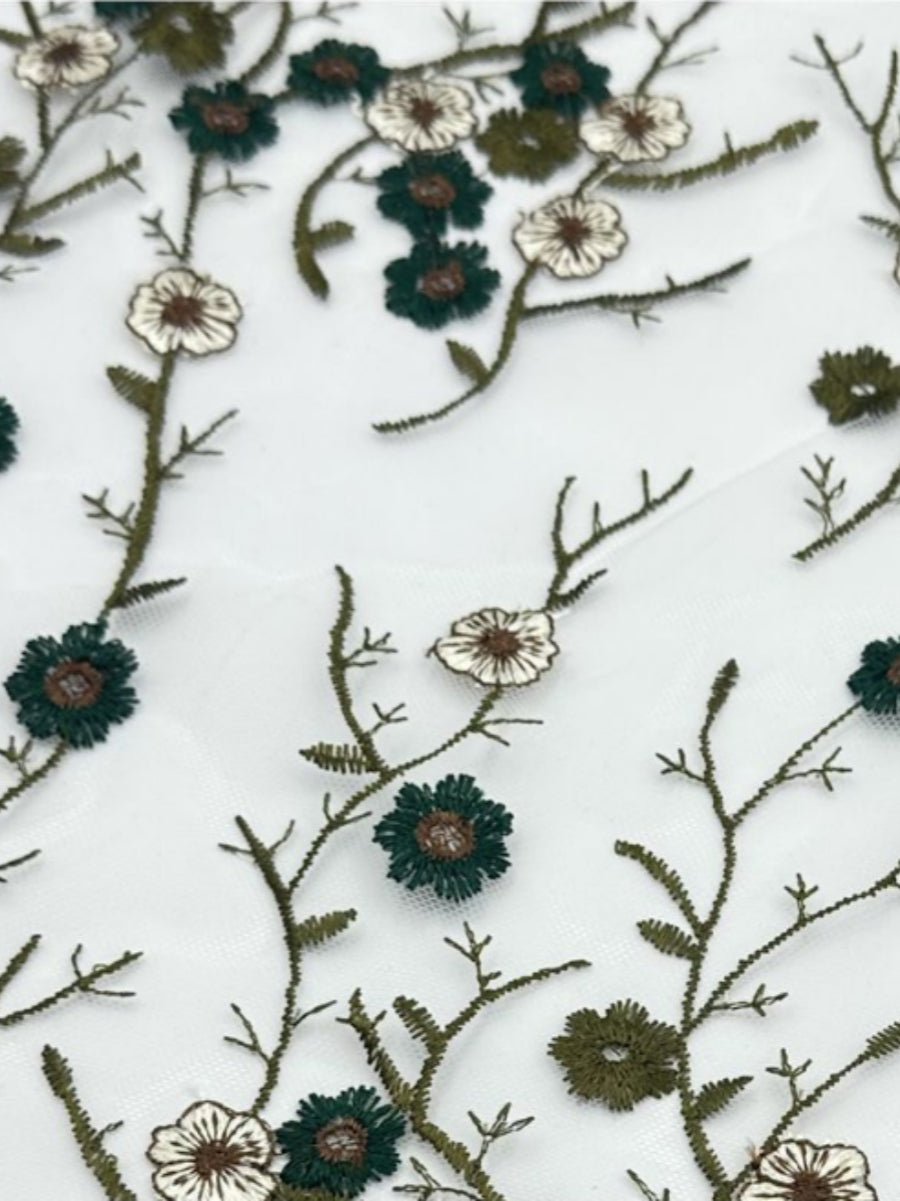 A-Line Tea-Length Dress with Embroidered Jacket