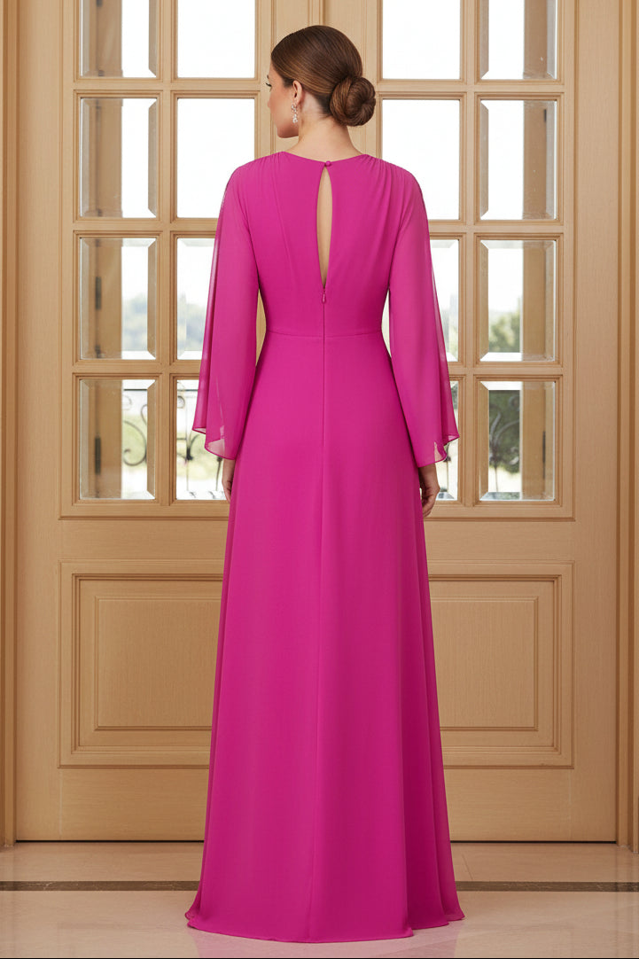 Deep V Cape Sleeve Evening Gown