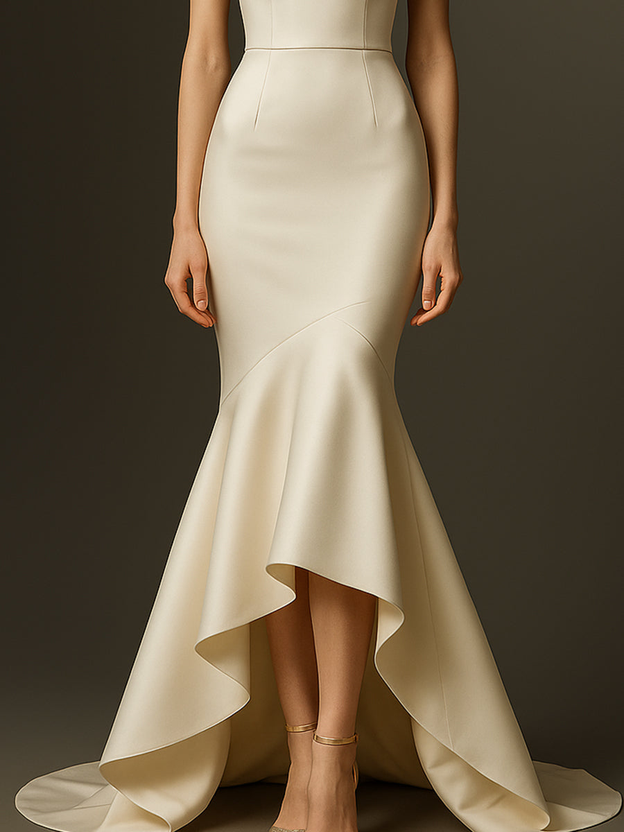 Elegant Off-Shoulder Ivory Mermaid Gown