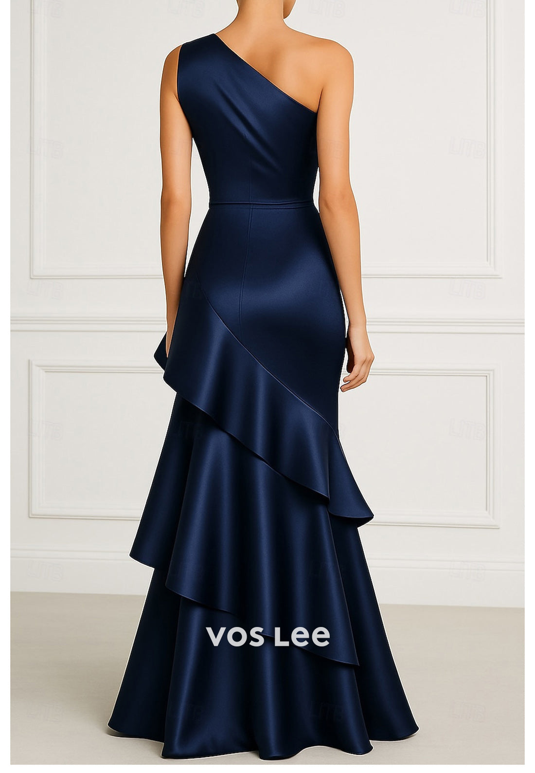 Elegant & Luxurious A-Line Floor-Length One Shoulder Tiered Evening Dresses