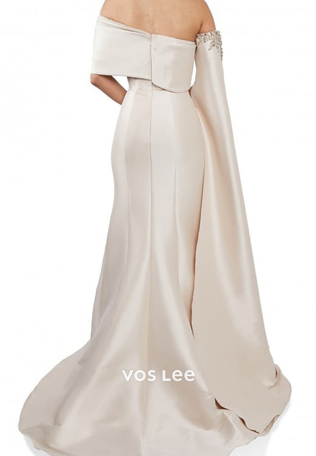 Sexy and Sleek One Shoulder Beading Pleated Mermaid Evening Dresses with Court Train