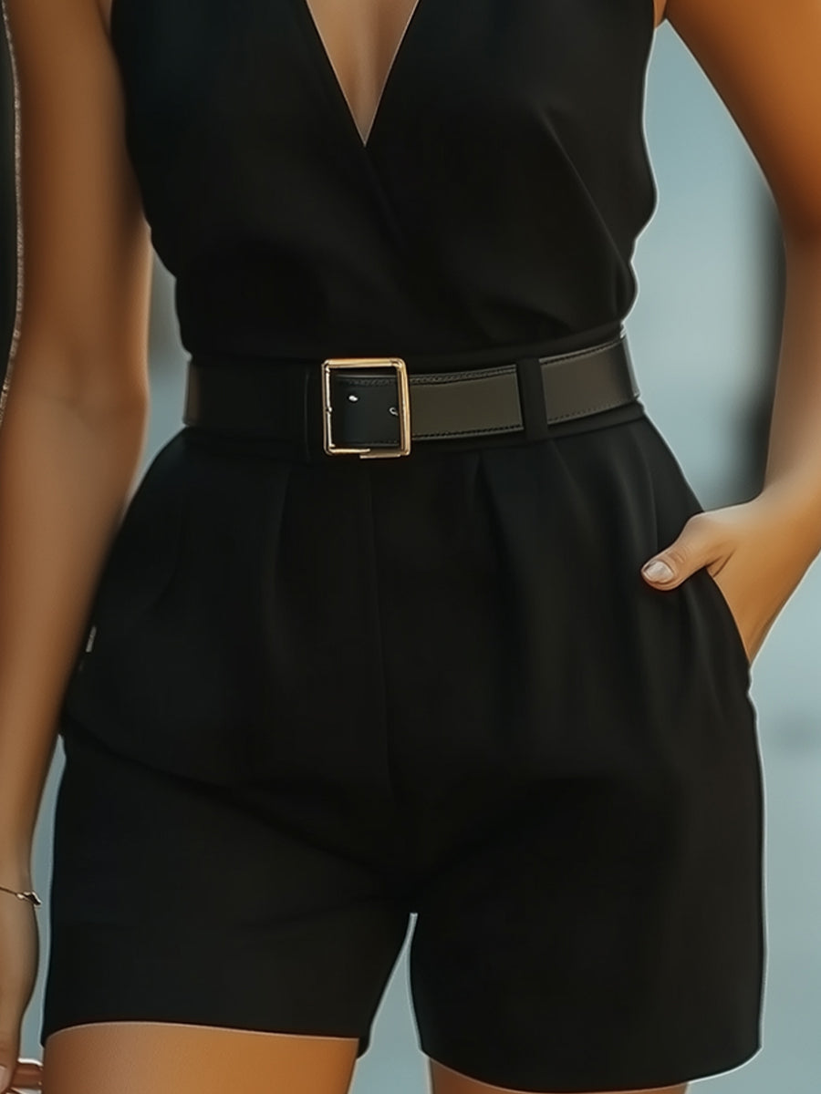 Vintage Cleanfit Halter Belted Romper