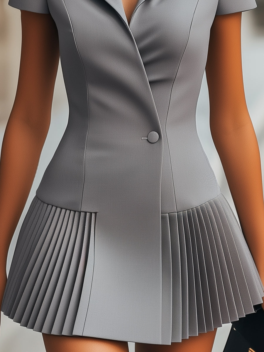 Blazer-Inspired Pleated Mini Dress