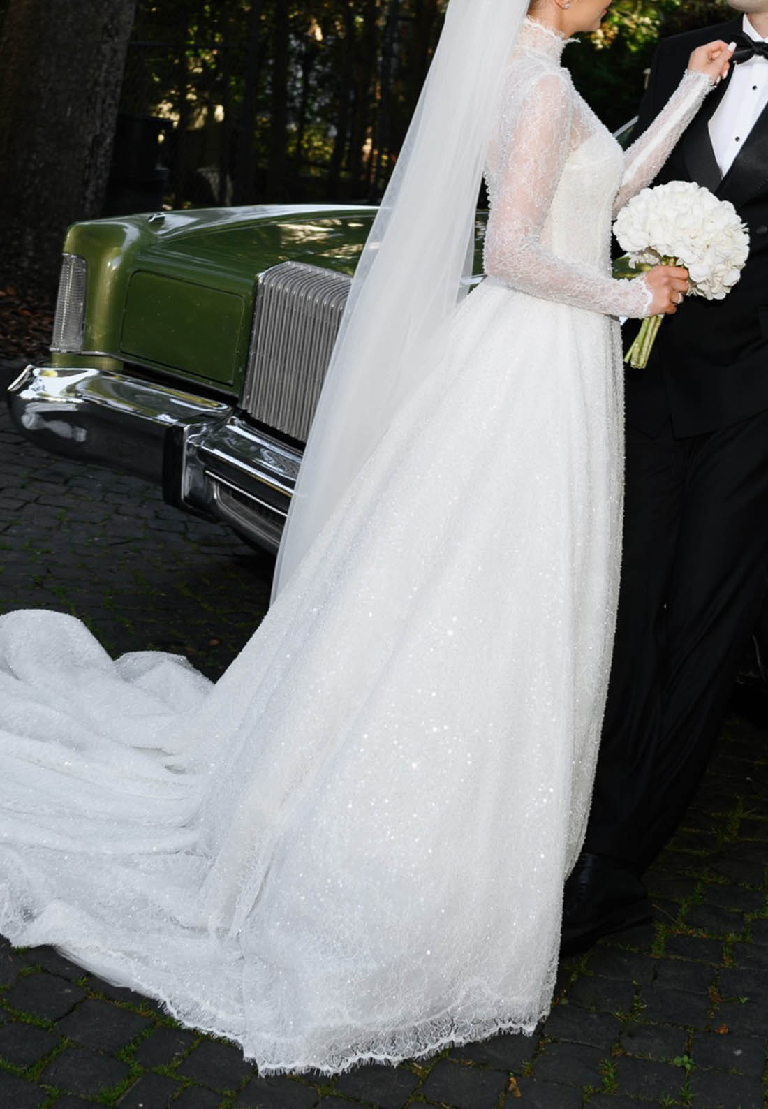 A-Line High Neck Long Sleeves Lace Wedding Dress