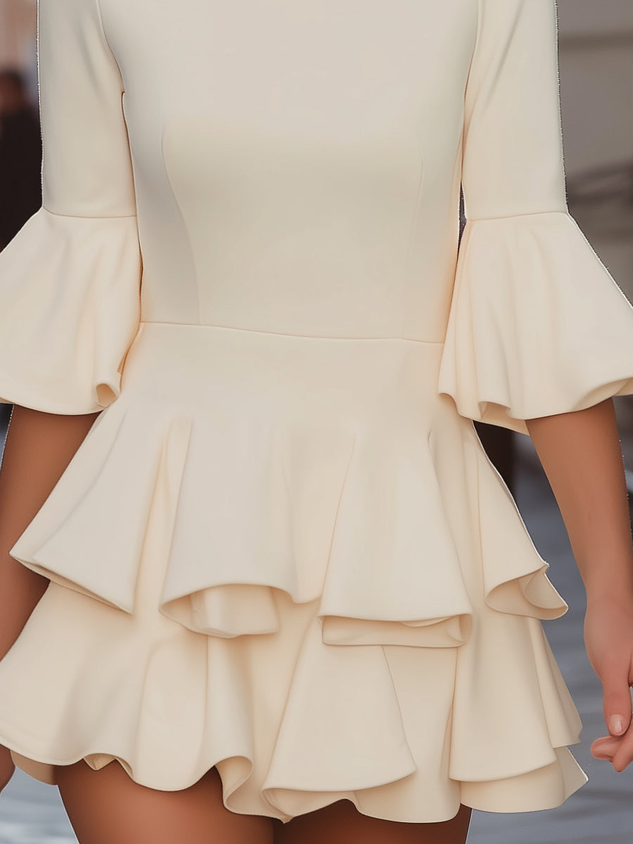 Ruffled Peplum Mini Dress With Flirty Silhouette