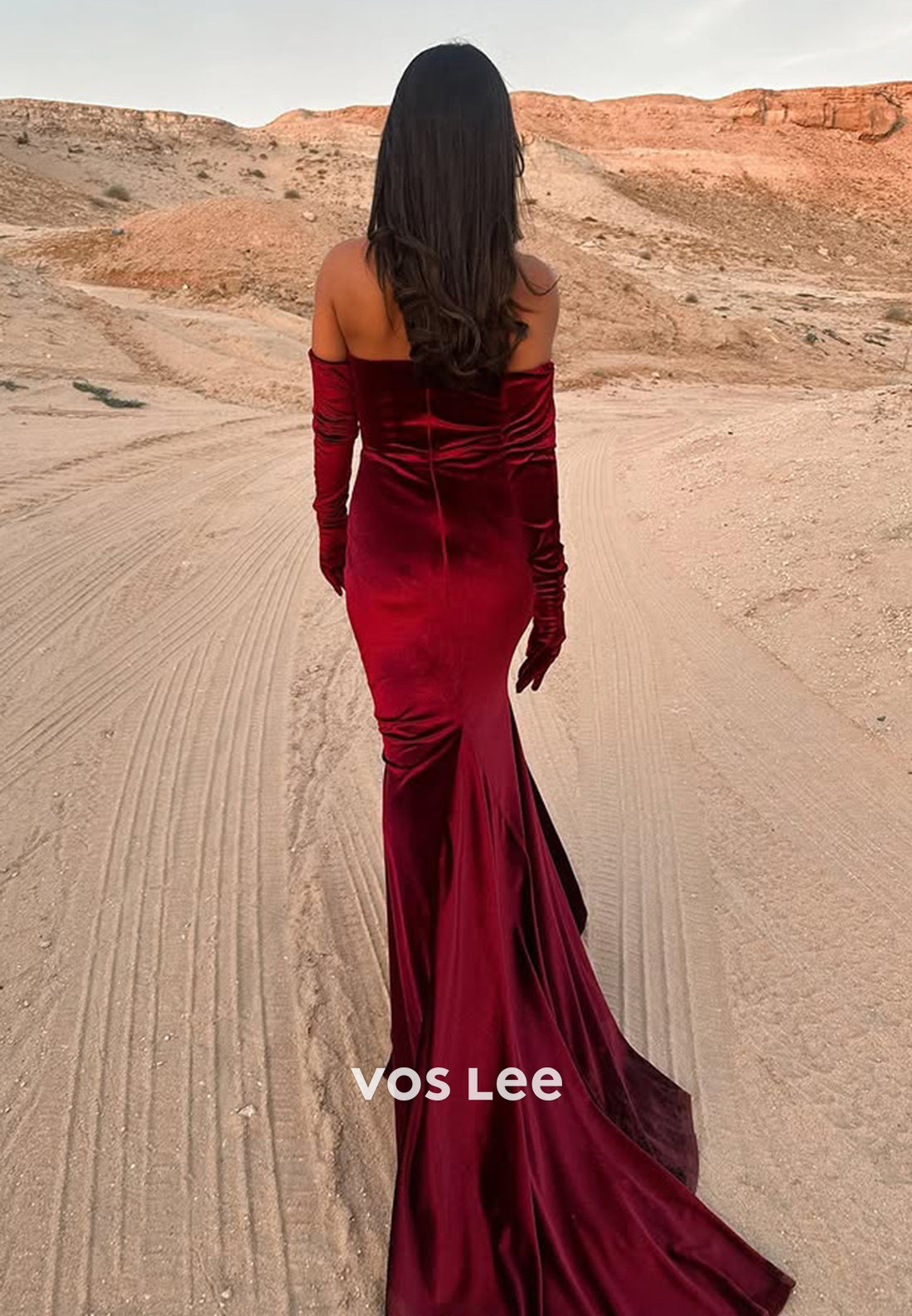Sexy Red Bateau Fitted Mermaid with Train Evening Dress Formal Party Gown