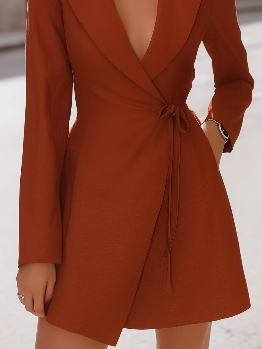 Sleek Structured Wrap Blazer Mini Dress
