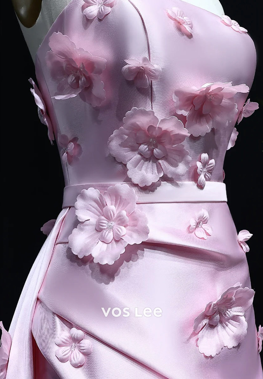 Glamorous & Dramatic A-Line Strapless Handmade Flowers Prom Dresses with Court Train