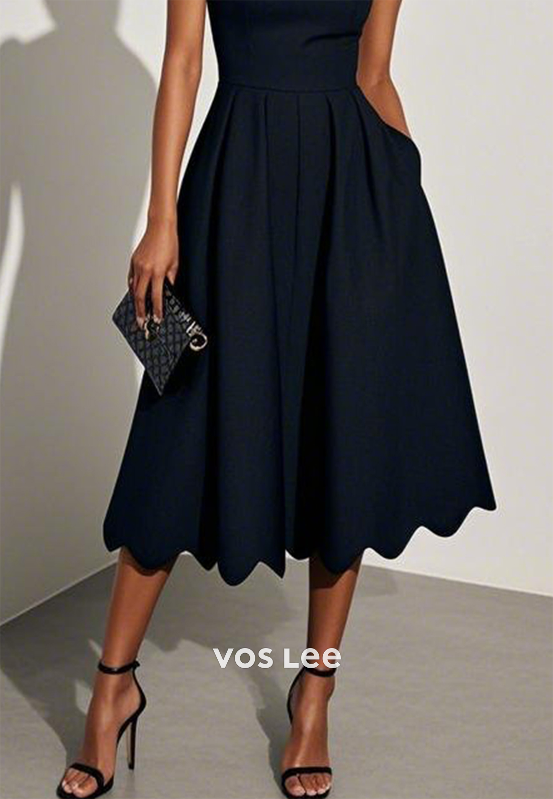 Simple A-Line Short Sleeve Queen Anne Ankle-Length Wedding Guest Dresses