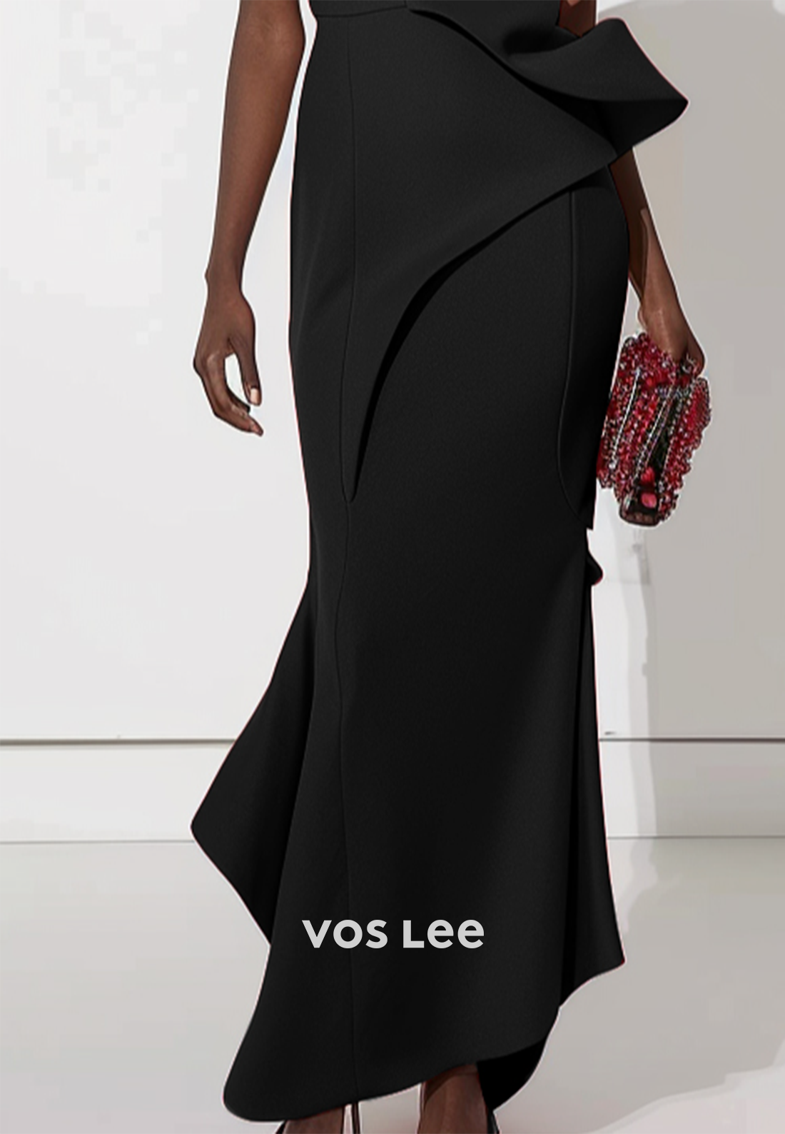 Couture & Ornate One Shoulder Pleated Ankle-Length Mermaid Evening Dresses