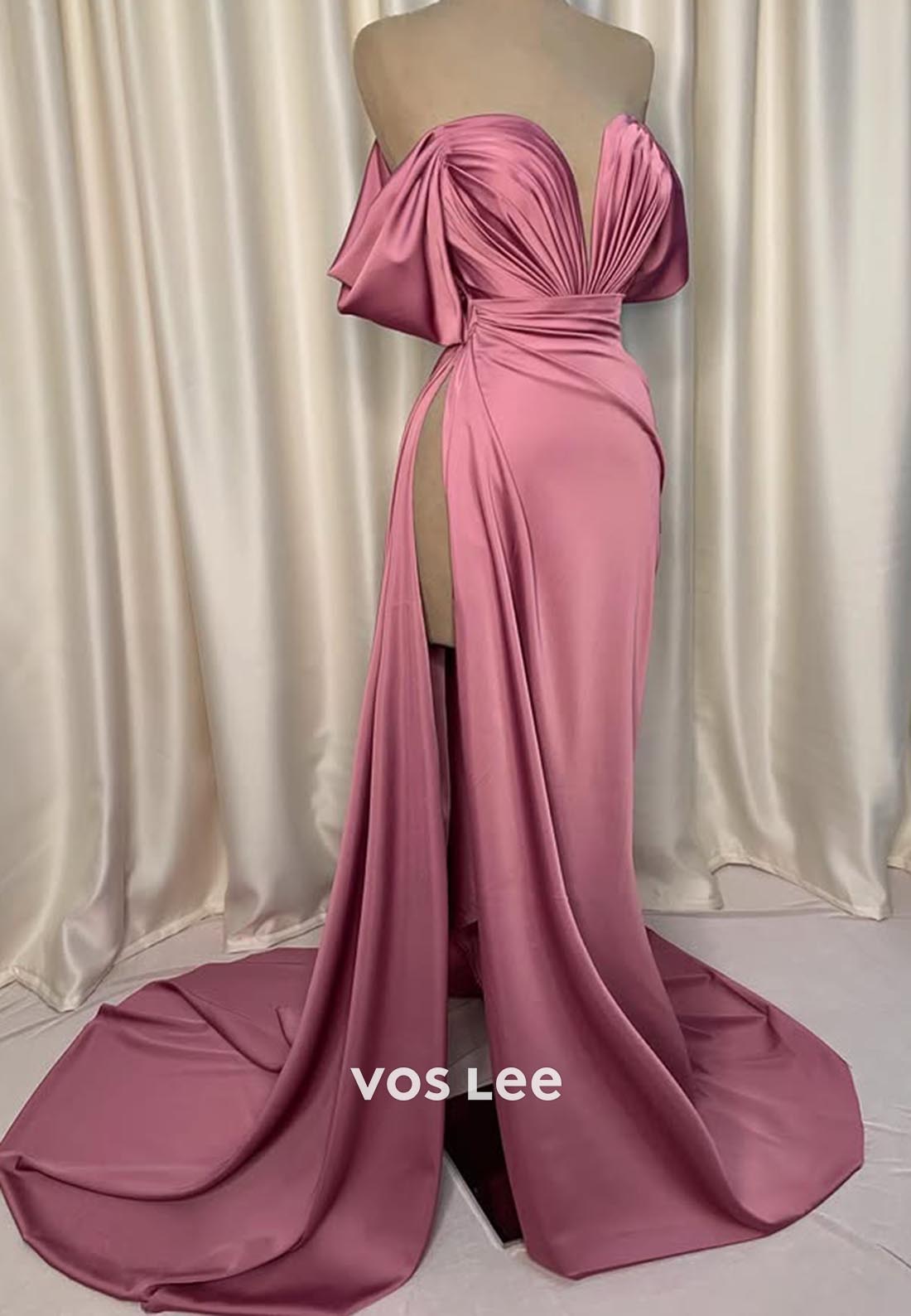 Chic & Modern Off Shoulder Sweetheart Evening Prom Dresses with Brush Train