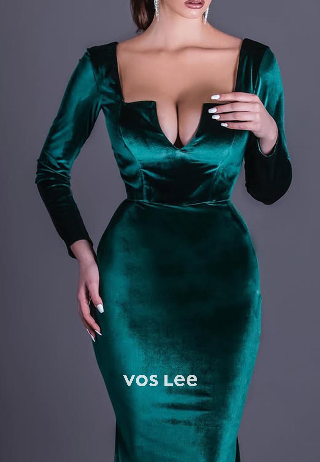 Simple & Casual Long Sleeves Ruched Mermaid Prom Dresses Formal Dresses