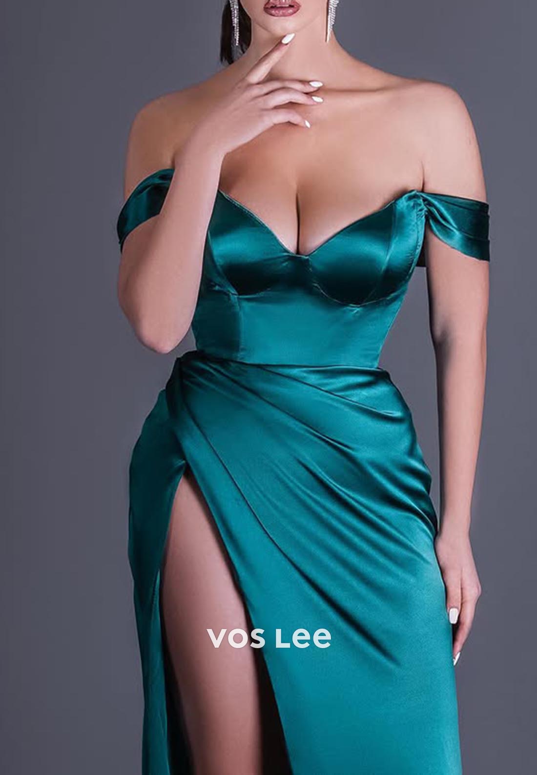 Elegant & Luxurious Off-Shoulder Mermaid Holiday Prom Dresses with High Split