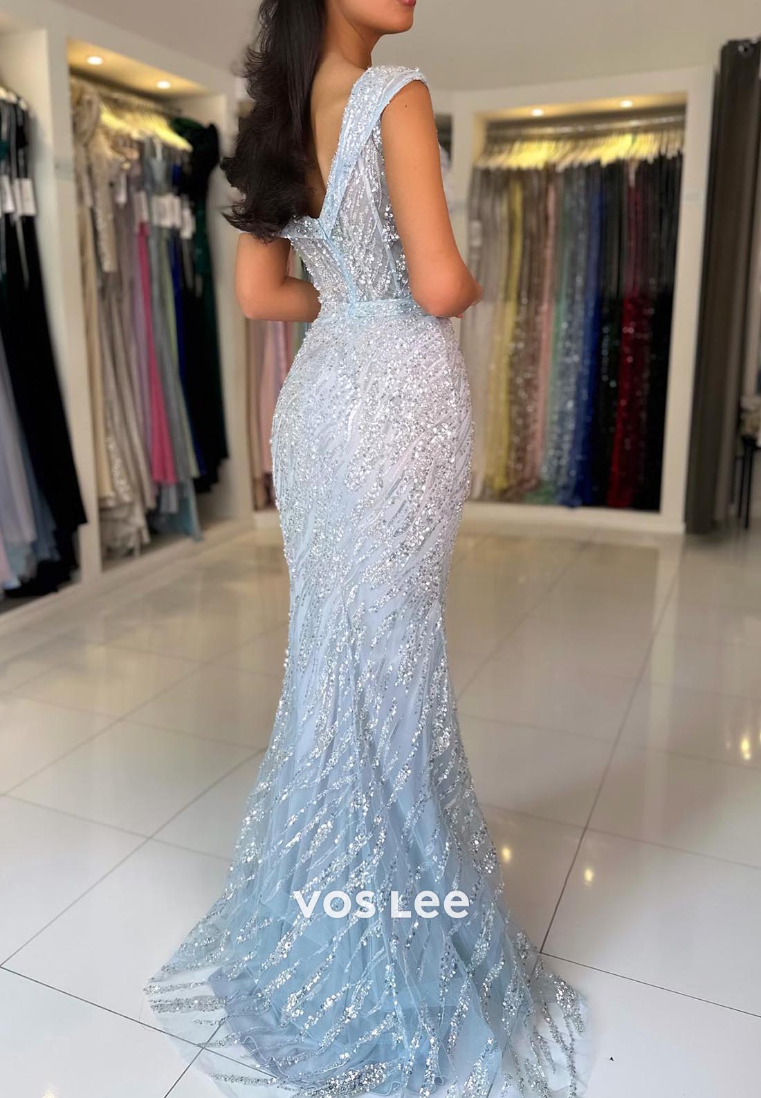 Allover Sequined Off-Shoulder Ruched Mermaid Prom Dresses with Sweep Train