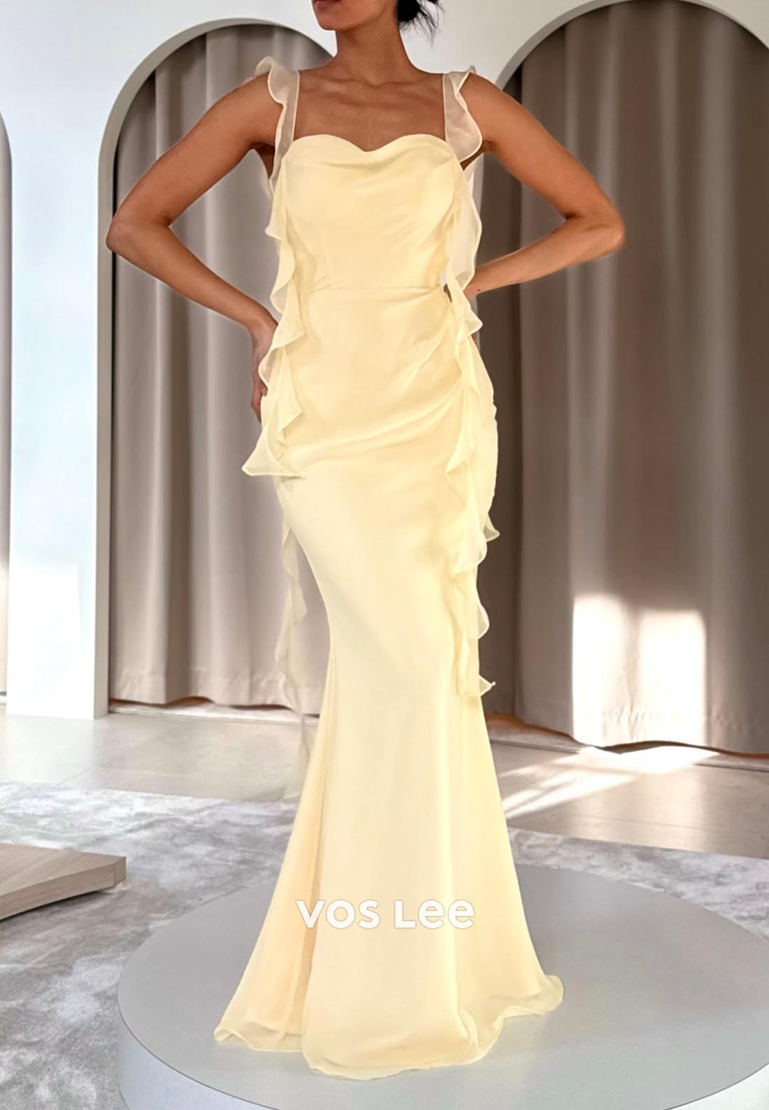 Elegant & Luxurious Sweetheart Ruched Spaghetti Straps Mermaid Prom Dresses Formal Dress