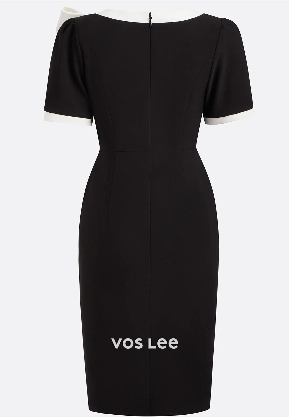 Short Sleeve Scoop Ruched Bowknot Knee-Length Sheath Wedding Guest Dresses