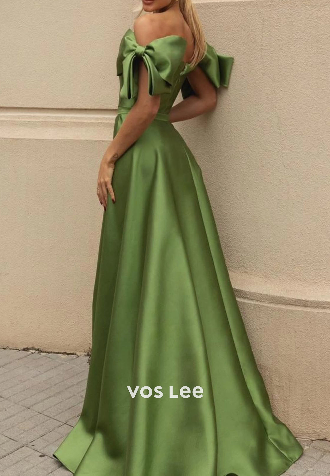 Simple & Classic Off the Shoulder Bowknot Sheath Evening Dresses with Sweep Train