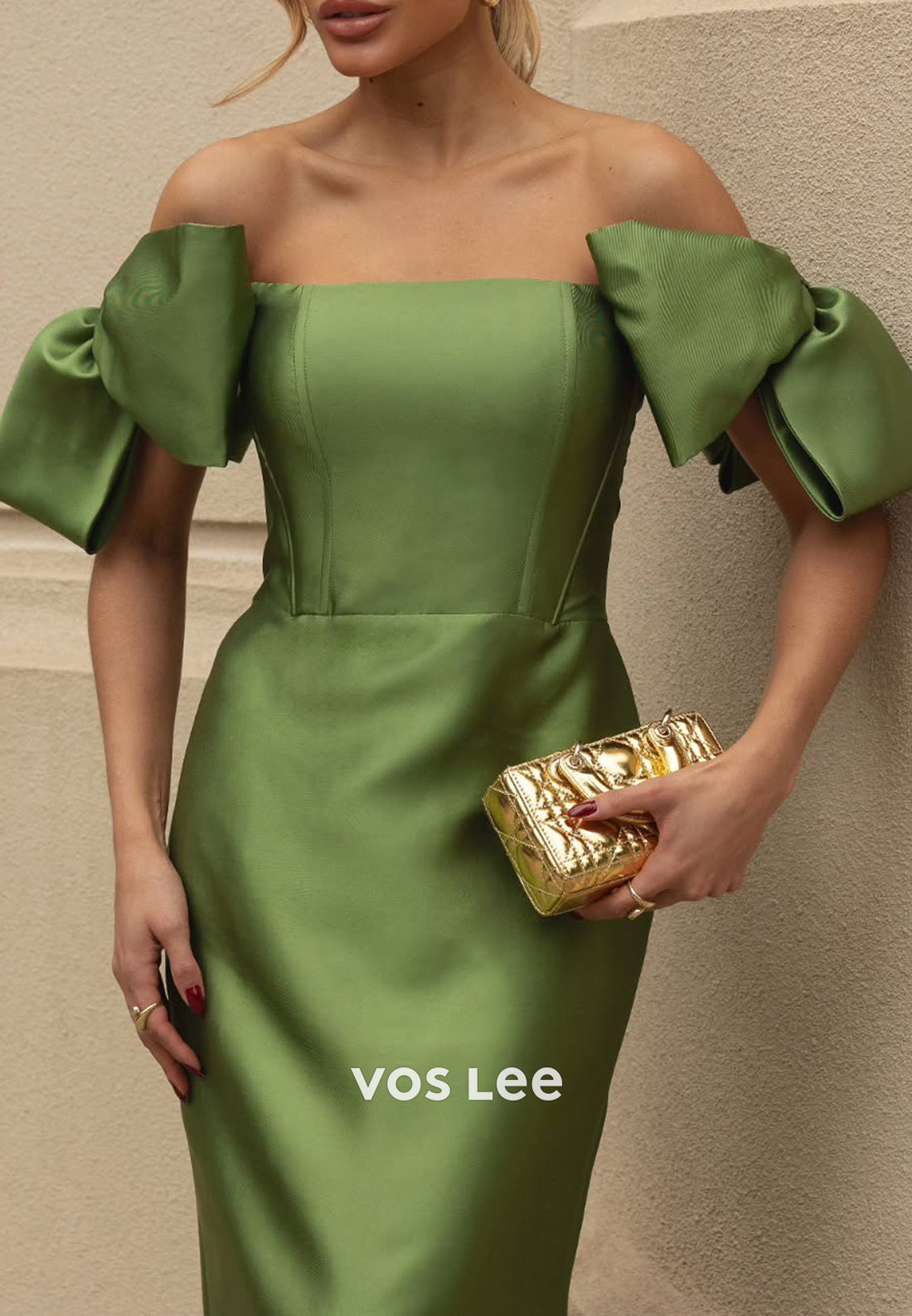 Simple & Classic Off the Shoulder Bowknot Sheath Evening Dresses with Sweep Train