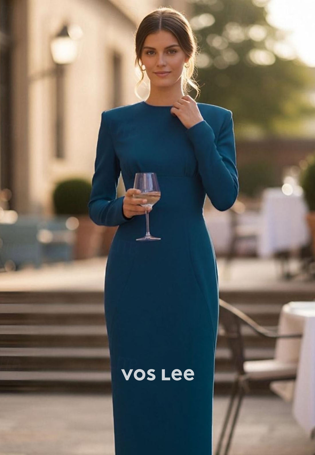 Long Sleeve Mother's Slim Fit Formal Dress for Wedding & Banquet