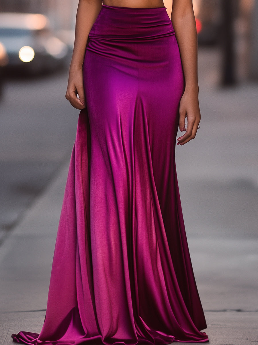 Purple Two-Piece Cutout Evening Gown