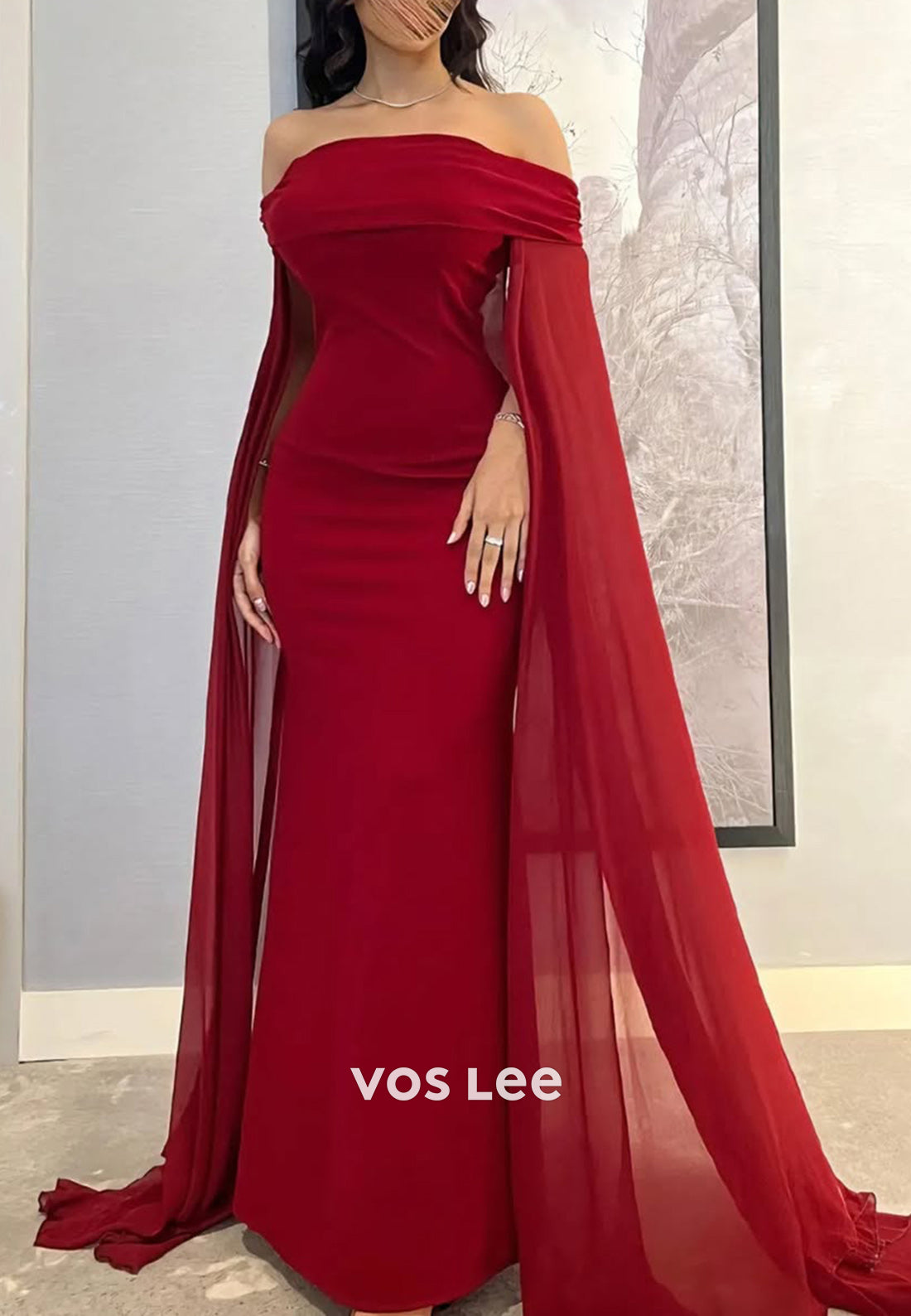Couture & Ornate Pleated Off the Shoulder Floor-Length Mermaid Evening Dresses