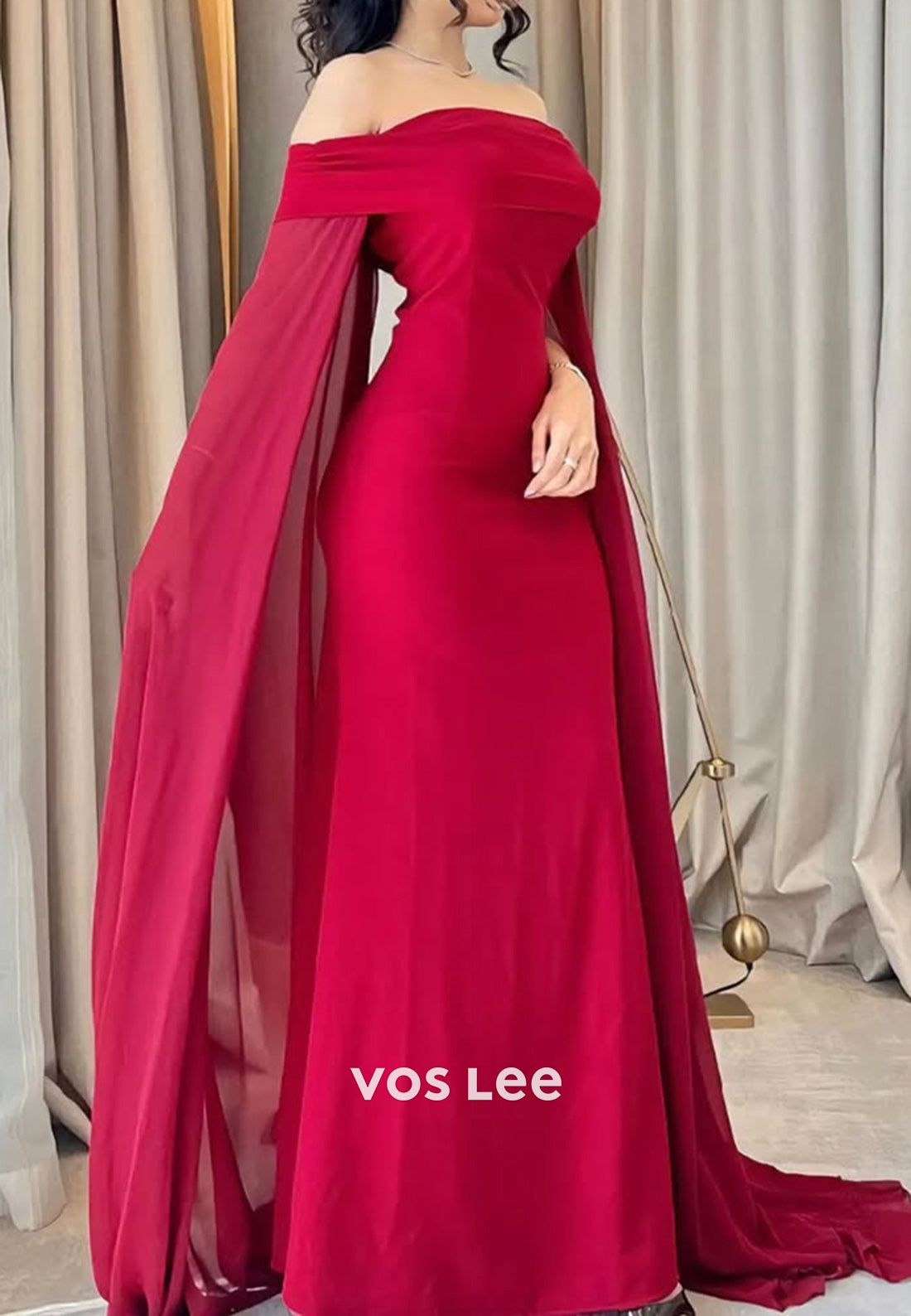 Couture & Ornate Pleated Off the Shoulder Floor-Length Mermaid Evening Dresses