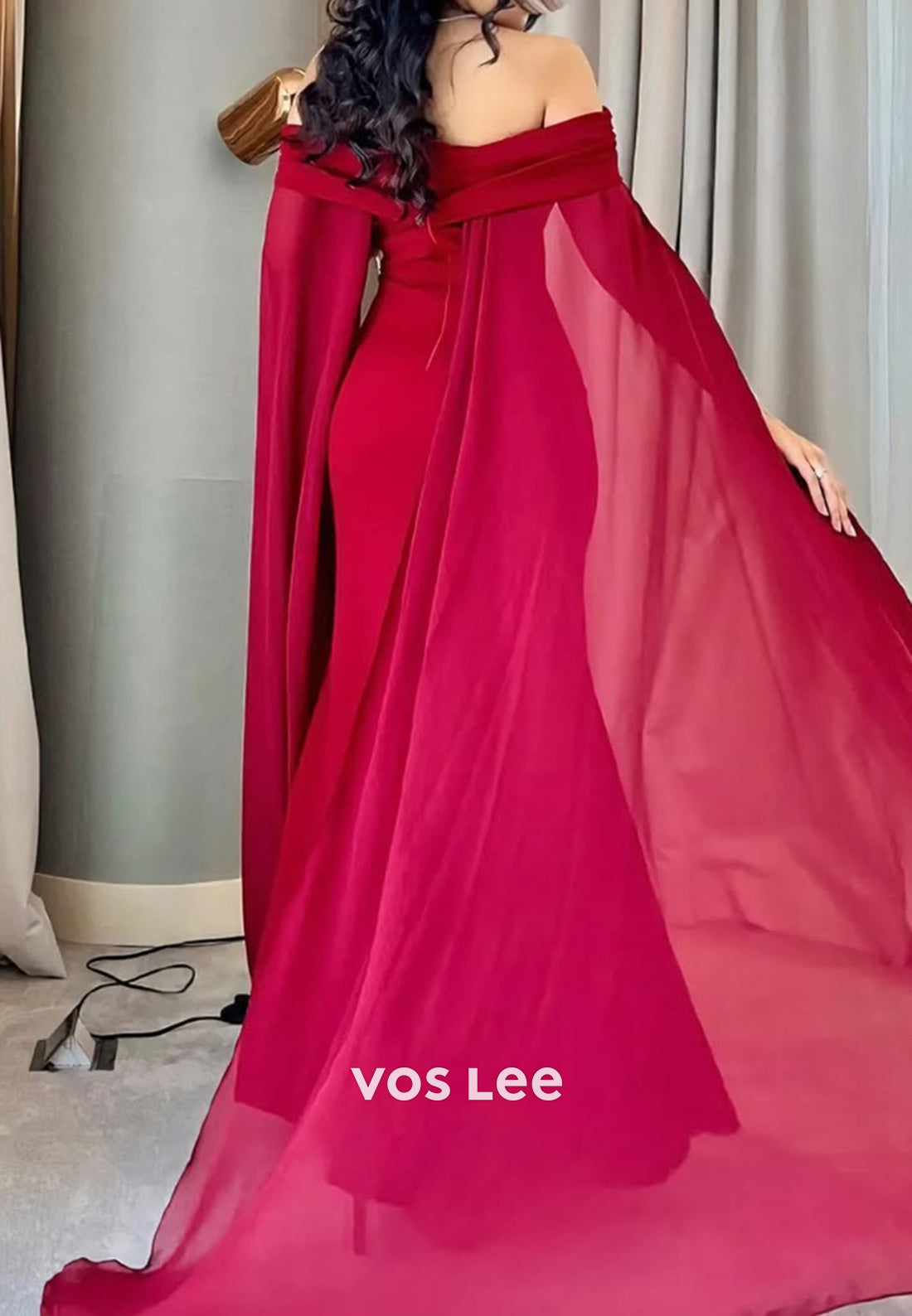 Couture & Ornate Pleated Off the Shoulder Floor-Length Mermaid Evening Dresses