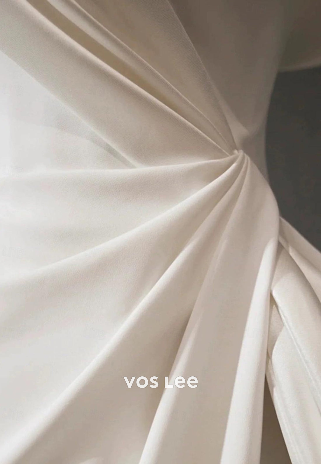 Off the Shoulder Pleated Mermaid Beach Wedding Dresses with Sweep Train