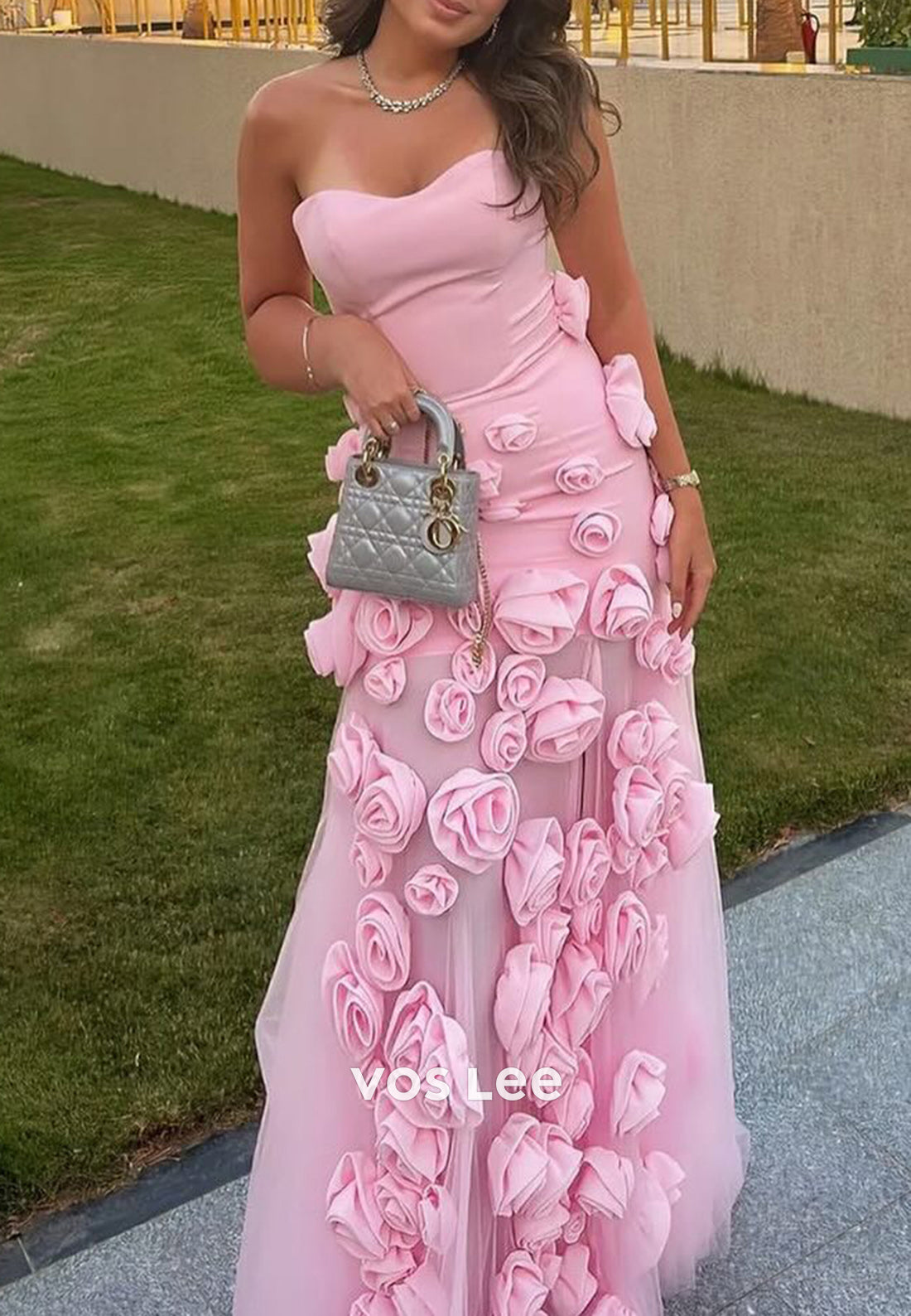 Glamorous Allover Floral Embellished Sweetheart Mermaid Evening Dresses with Split