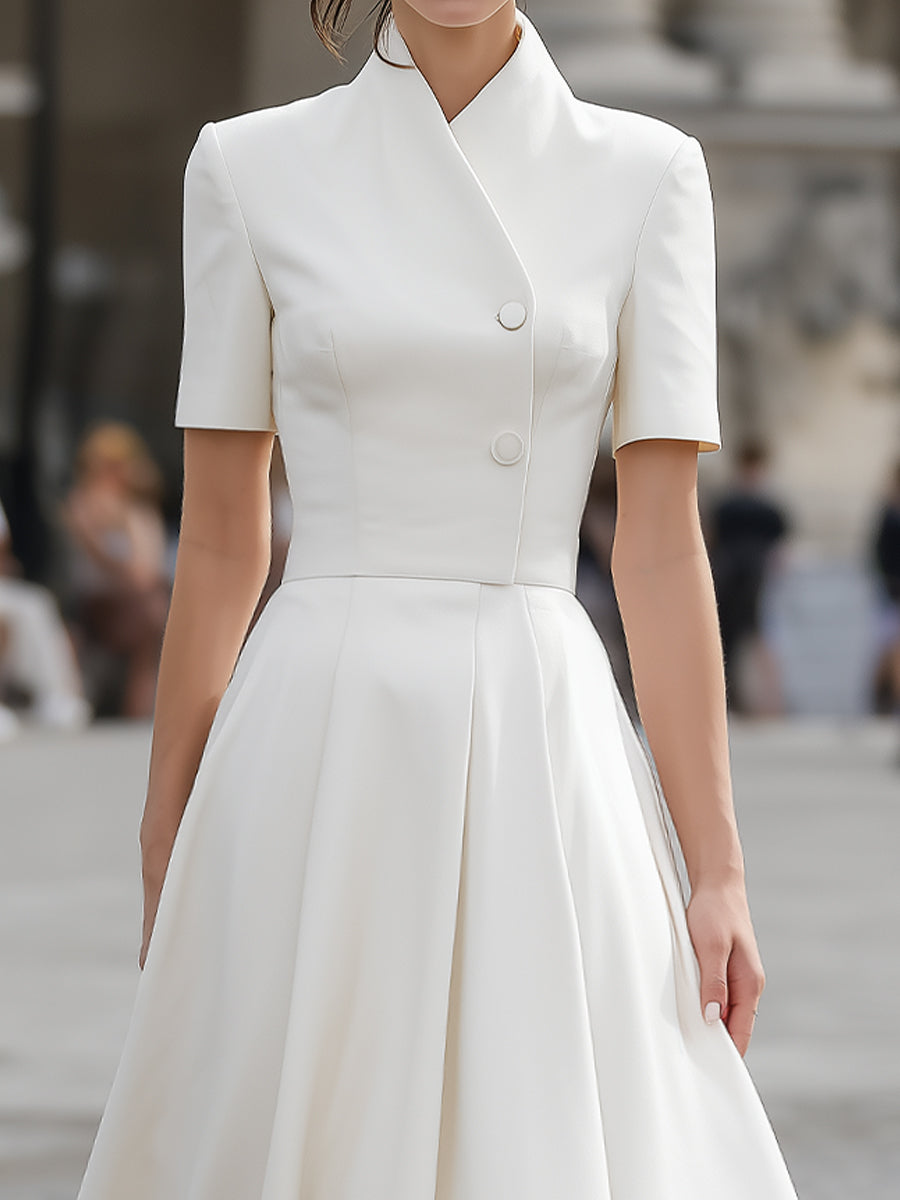 Modern Grace High-Collar Midi Dress