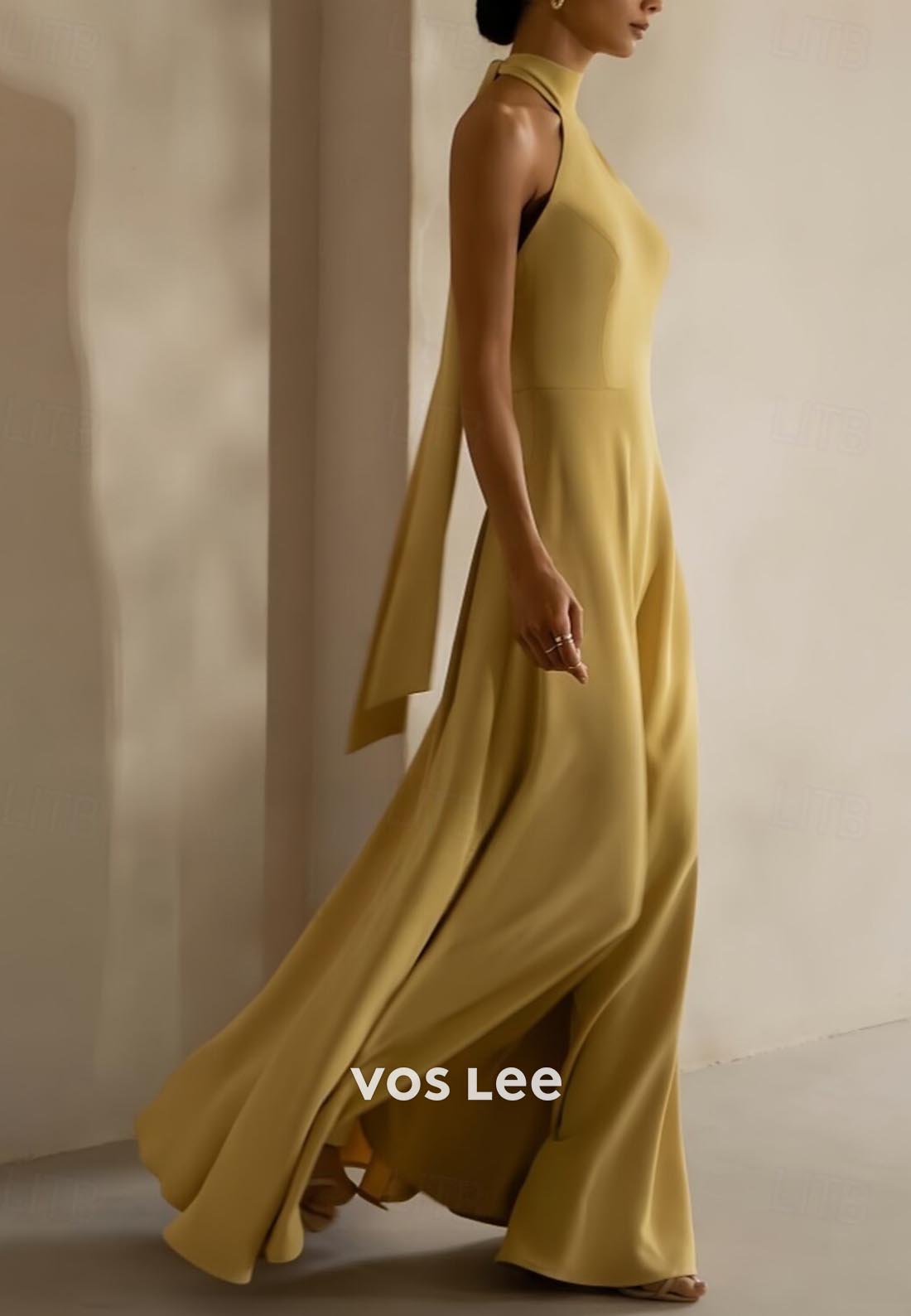 Classic & Timeless A-Line Halter Floor-Length Evening Dress Formal Dress