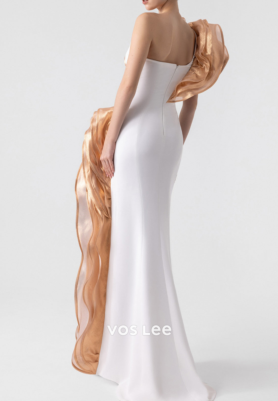 Sexy and Sleek One Shoulder Floor-Length Sheath Evening Dresses with High Slit
