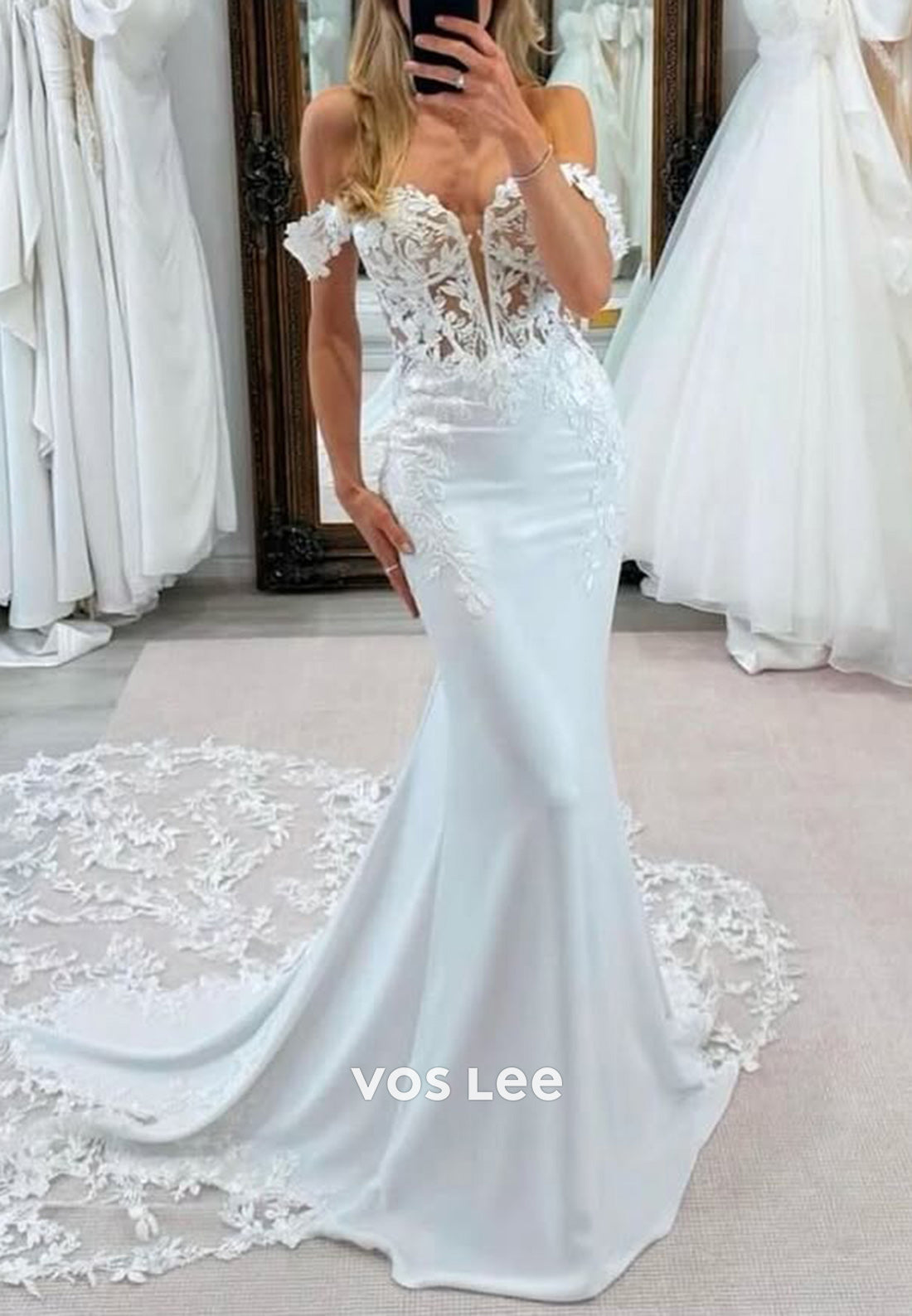 Sexy & Sleek Off the Shoulder Appliques Lace Mermaid Wedding Dresses