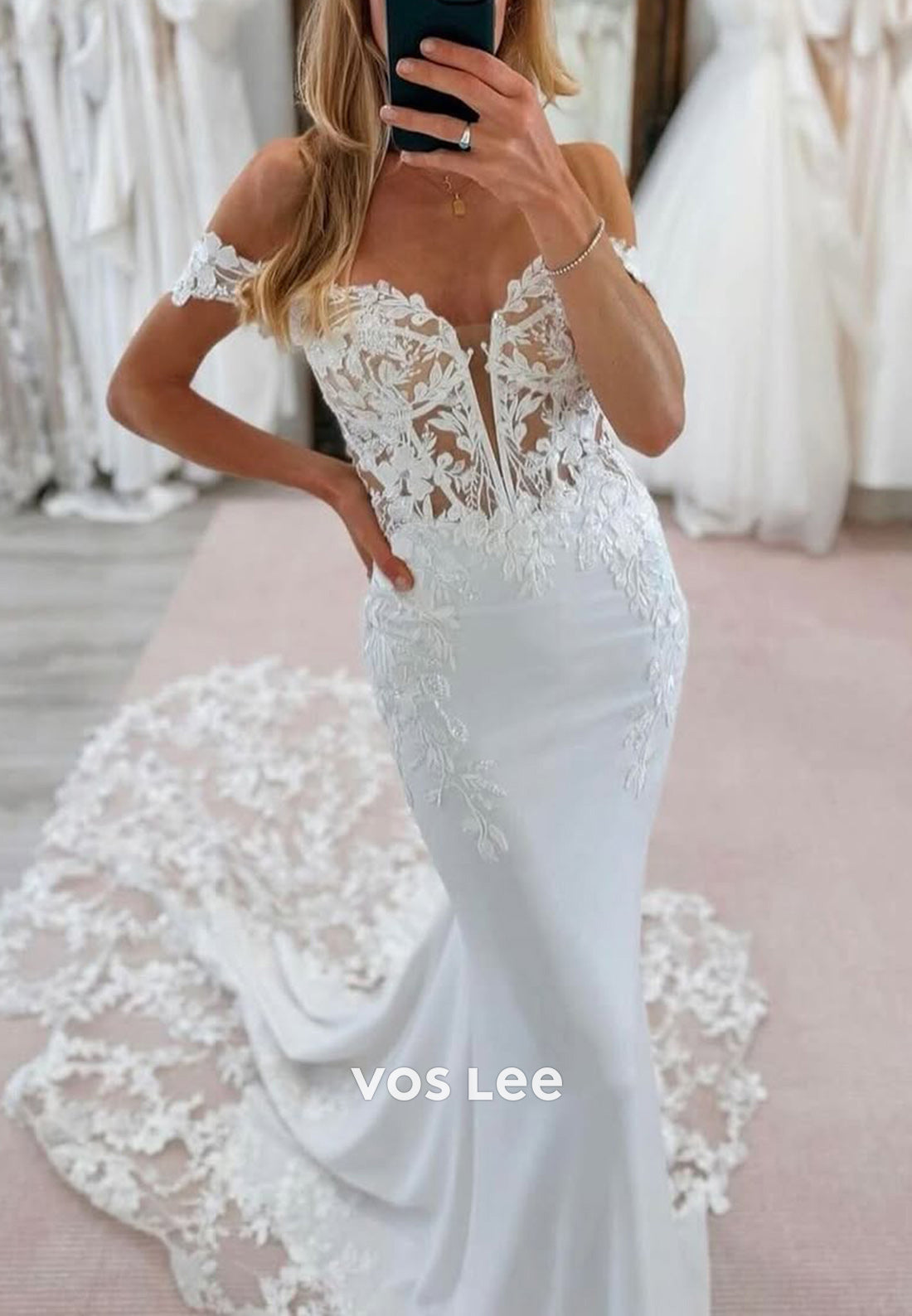 Sexy & Sleek Off the Shoulder Appliques Lace Mermaid Wedding Dresses