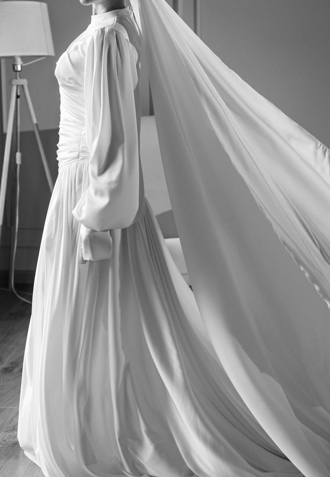 High Neck Long Sleeves A-Line Wedding Dress