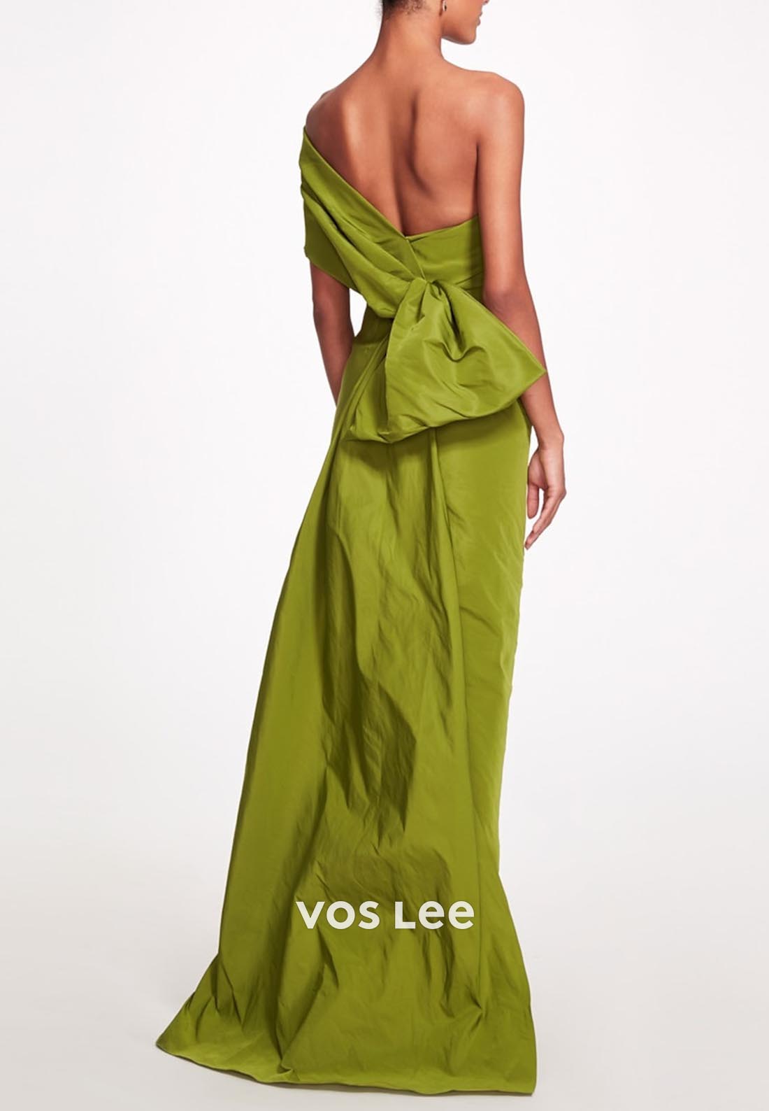 A-Line One Shoulder Pleated Long Evening Dress Formal Dress with Sweep Train
